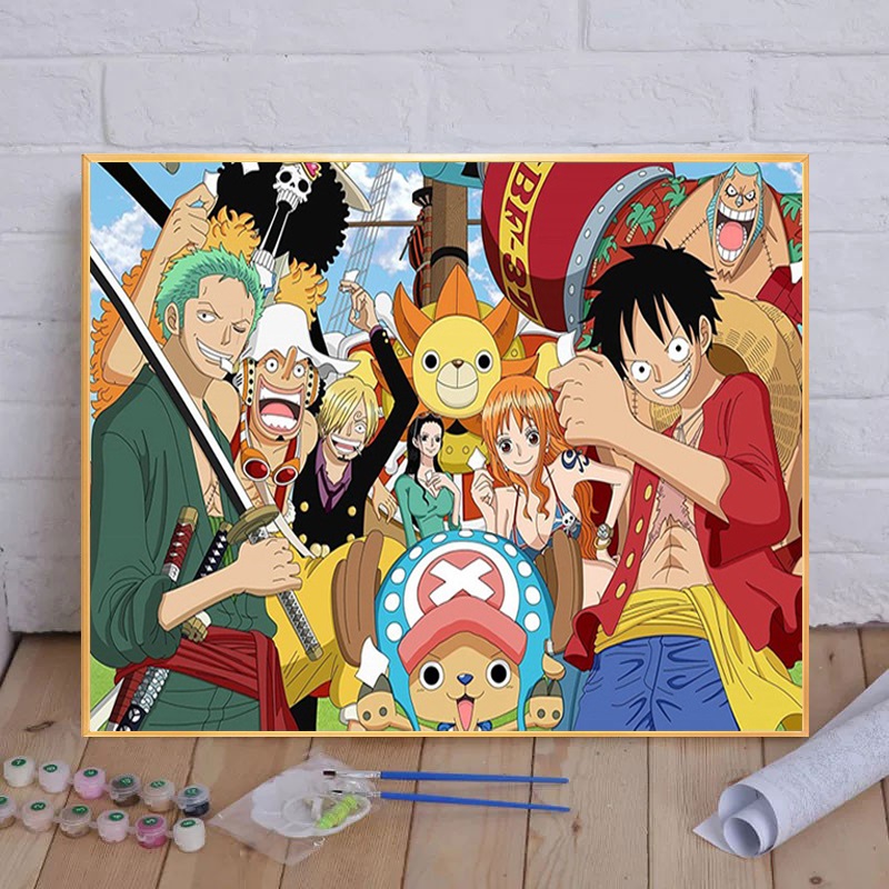 diy数字油画画路飞卡通动漫海贼王手绘填充解压治愈油彩画装饰画