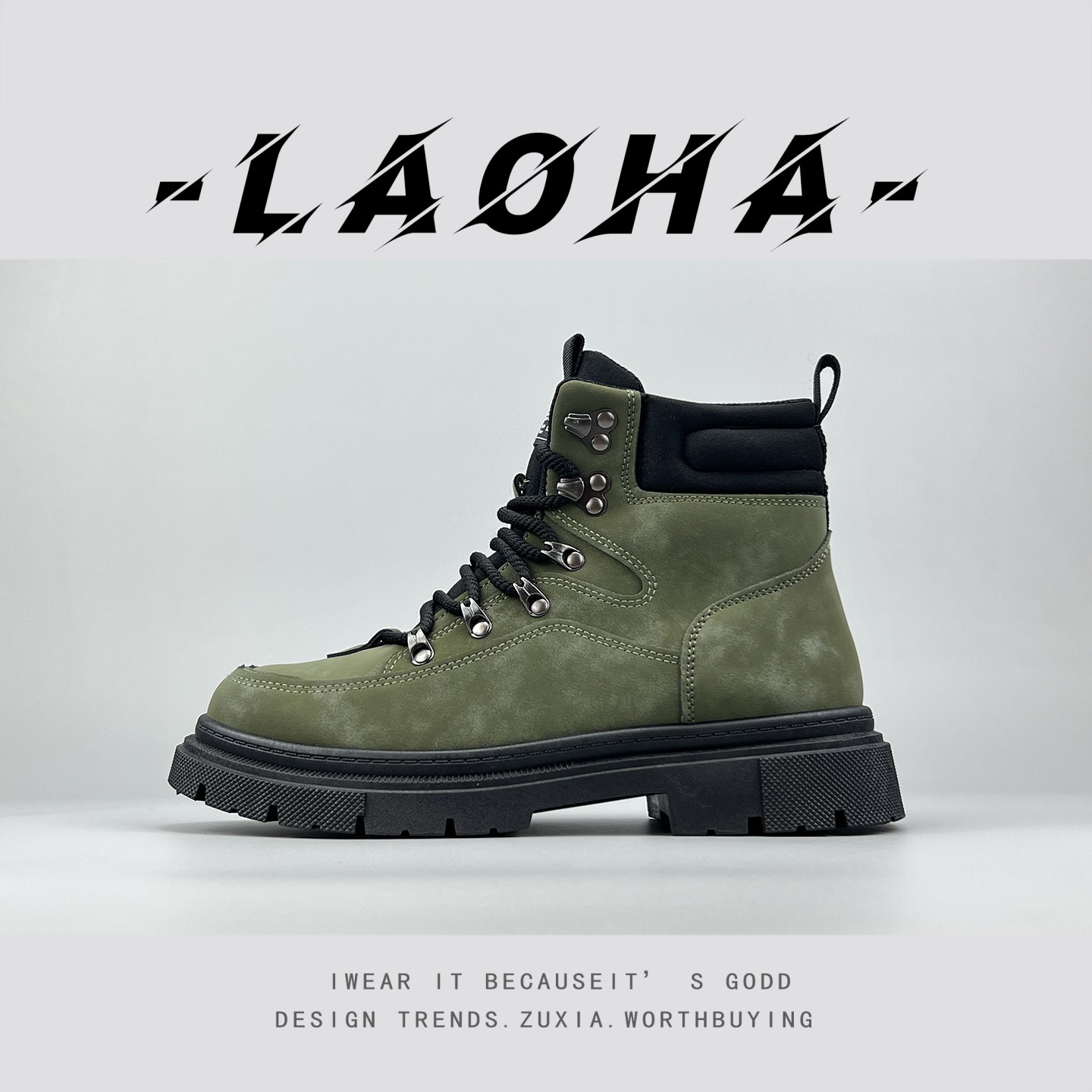 外贸高帮新款机车工装鞋男士复古厚底耐磨秋冬英伦百搭高帮马丁靴