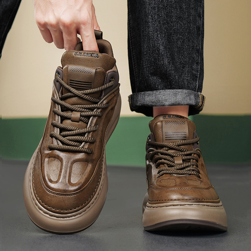 男鞋2025春季新款潮流百搭男士休闲鞋子真皮软底皮鞋男款运动板鞋