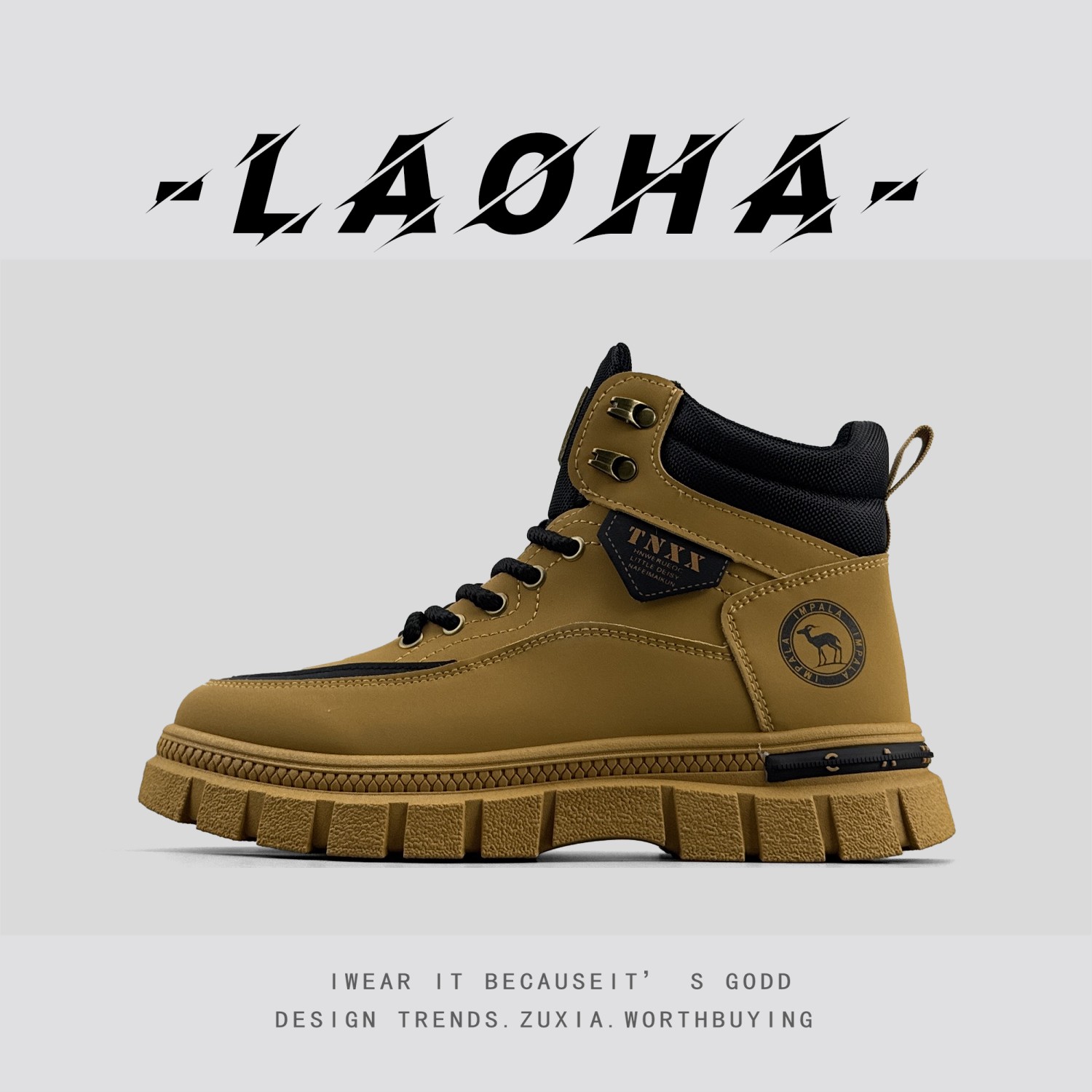 外贸男鞋高帮马丁靴厚底英伦风机车鞋户外工装靴防滑耐磨登山鞋男