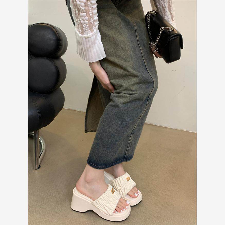 小香风松糕厚底拖鞋女202