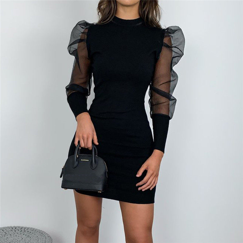 Puff Polyester Night Club Mini One Piece Dresses