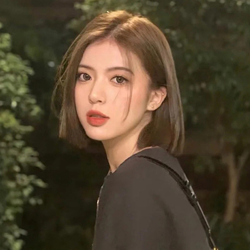 2023韩式假发女短发一刀切气质修脸减龄中分无刘海短直发头套式
