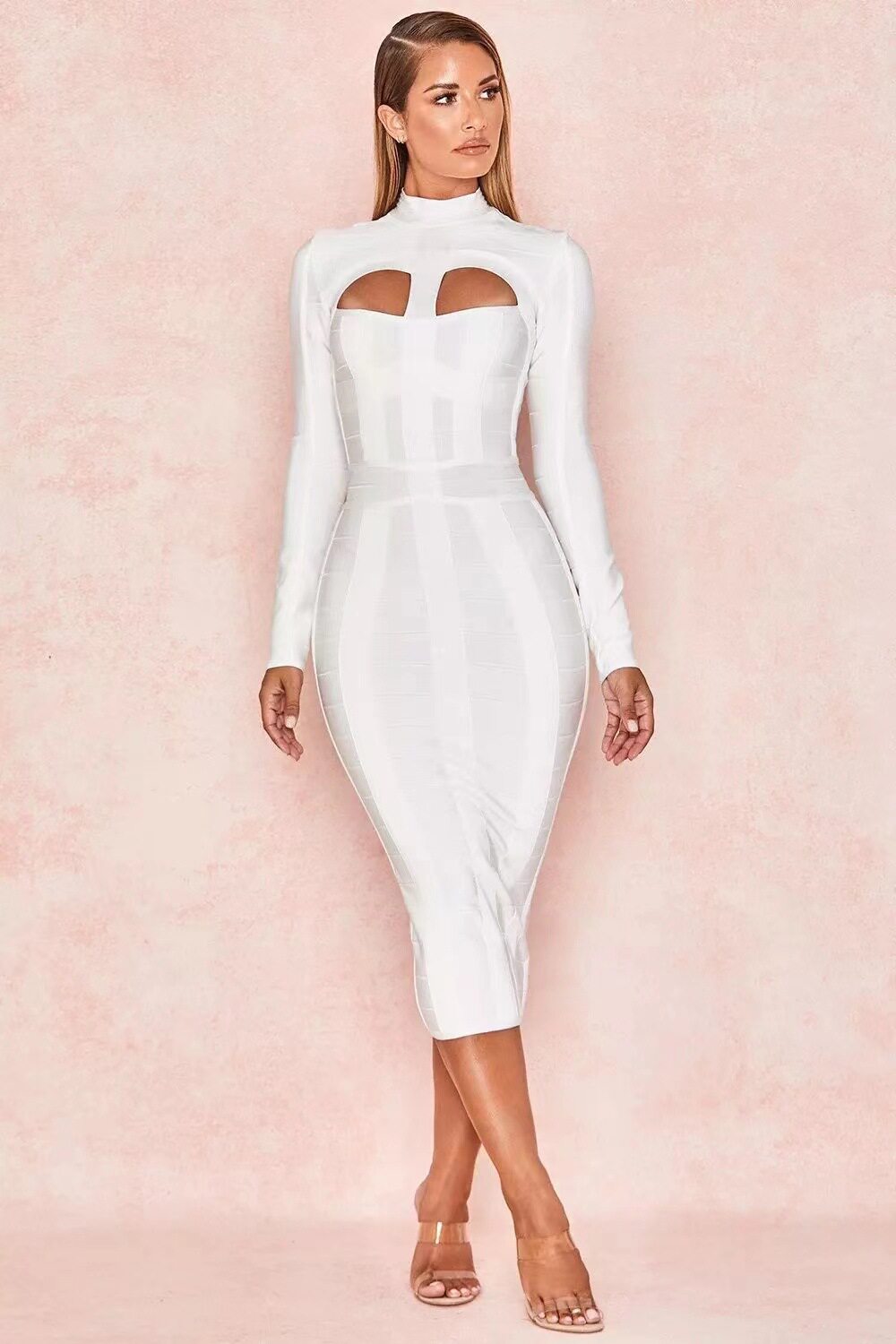 Ruffle Hem One Shoulder Slit Party Dress白色单肩荷叶边连衣裙