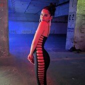 side 纯色侧边镂空显瘦吊带连衣裙 dress欧美INS夏季 cutout slip