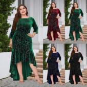 Size Dress大码 Seven Sleeve Plus Formal points Mermaid 连衣裙