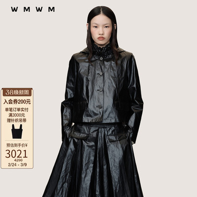 WMWM抽褶领连帽抽绳短外套