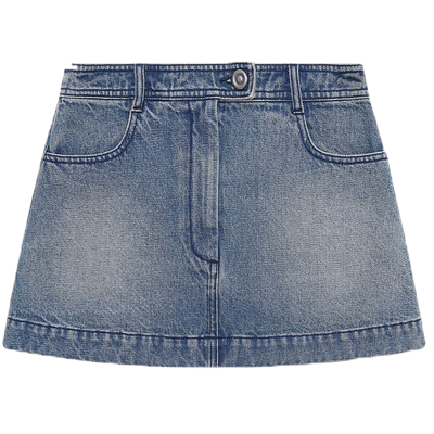 【WMWM】秋冬休闲设计感时尚气质复古A字水洗牛仔半裙短裙