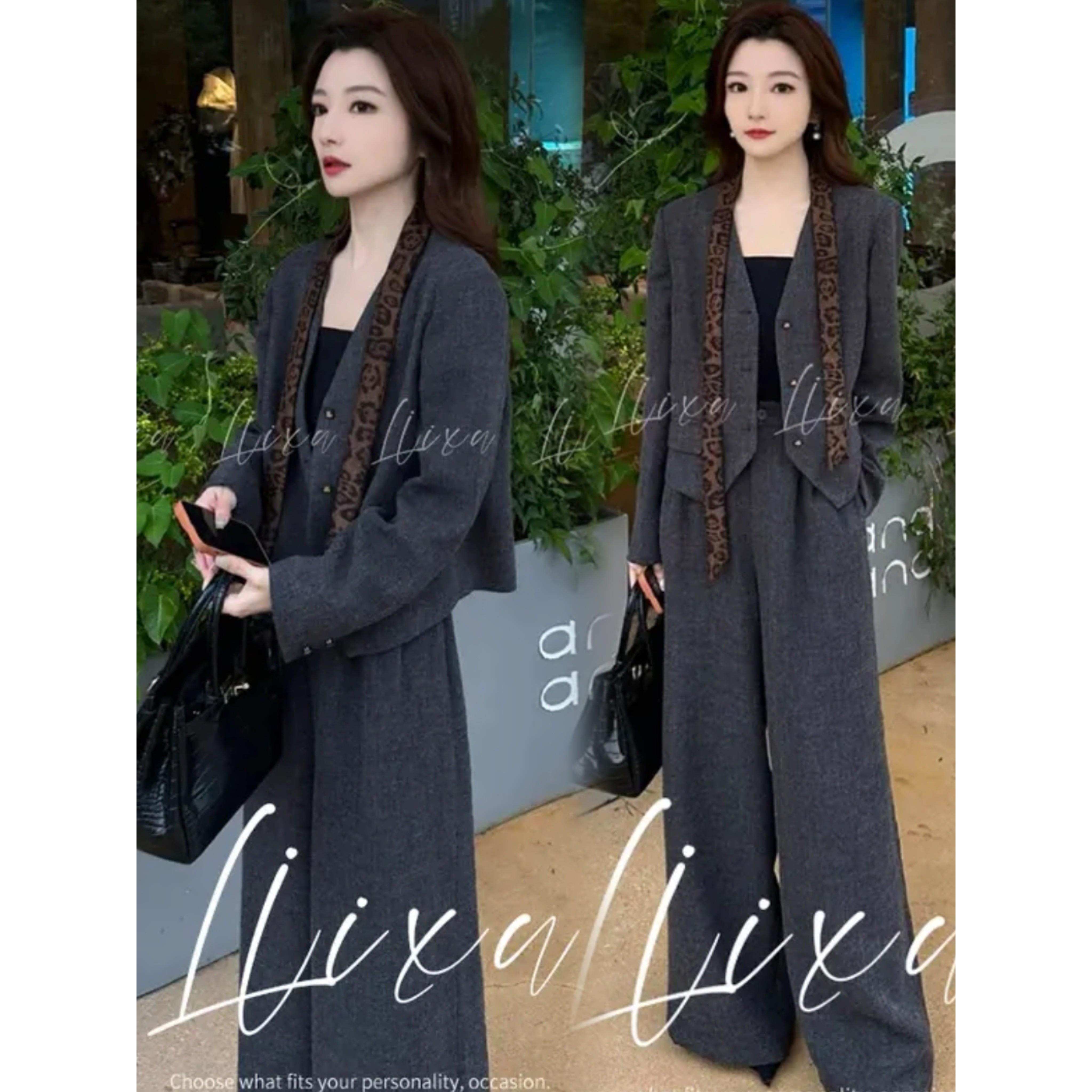 MONLOUVE御姐气质女神范套装女士秋装新款洋气西服外套阔腿裤巨好