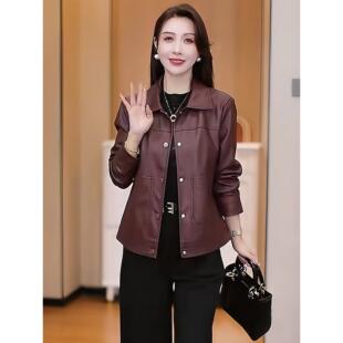 MONLOUVE高级感气质皮衣外套女款2025新款酷飒风短款夹克pu皮外衣