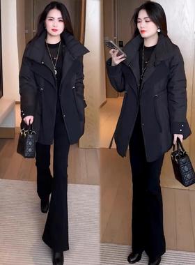 MONLOUVE时尚气质服女冬季新款洋气显瘦中长款收腰加厚保暖袄外套