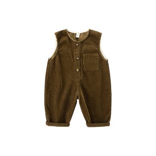 宝宝背带裤春秋款纯棉休闲长裤秋冬季男童女婴儿洋气灯芯绒连体裤