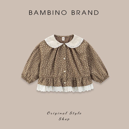 班比诺纯棉韩版春秋衬衫小碎花