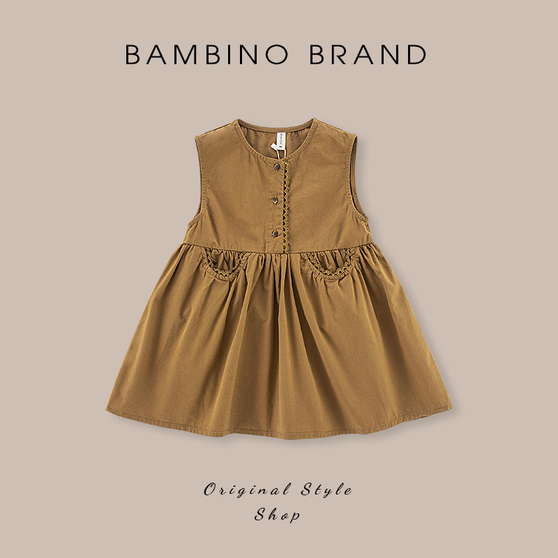 女童连衣裙春秋2026新款法式气质洋气纯棉宝宝森系甜美公主背心裙