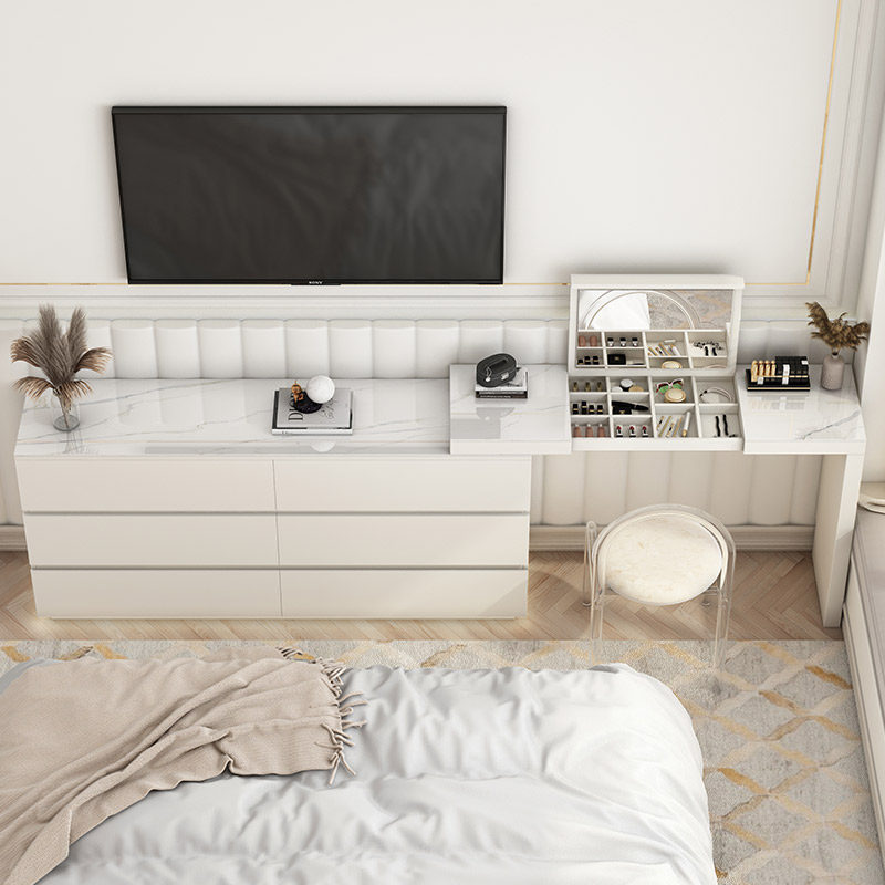 新娘结婚梳妆台卧室储物桌菠萝格床位超薄化妆柜搭台一体式房间桌