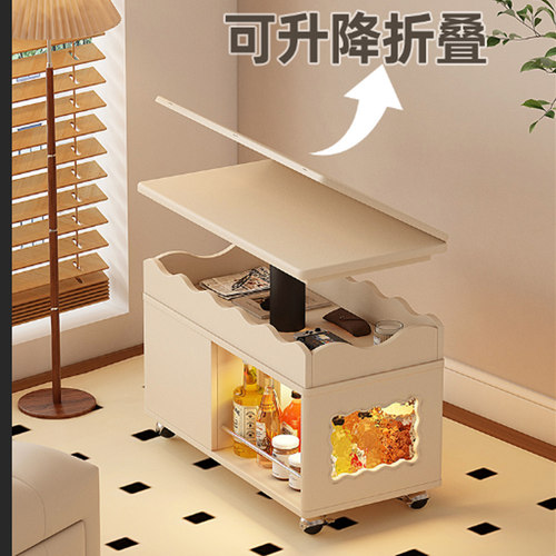 可移动实木小茶几小户型升降折叠小推车茶桌边几客厅家用沙发边柜