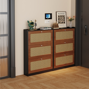 超薄鞋柜12cm13家用进门口后灰色极窄款一体靠墙法式奶油风鞋架小