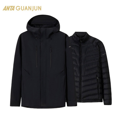 安踏冠军冲锋衣羽绒内胆两件套男