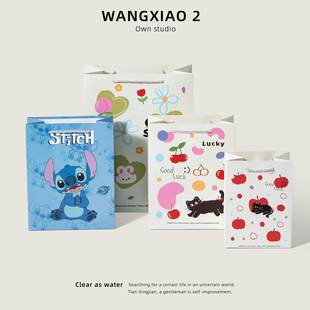 WANGXIAO 手提袋小兔史迪仔图案礼袋 2创意卡通礼品袋子小清新风格