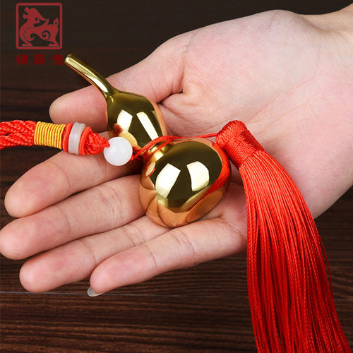 铜聚德黄铜葫芦手把件汽车挂件