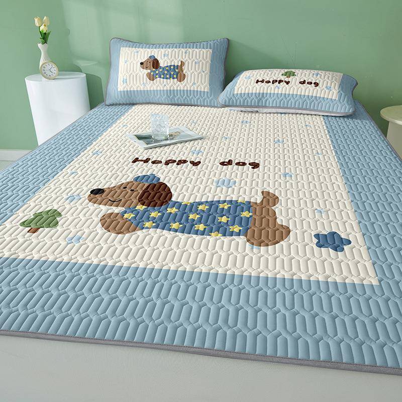 垫a类席夏季冰丝胶凉三件套儿童宿舍家用乳床单4zSpnSC2双人加厚