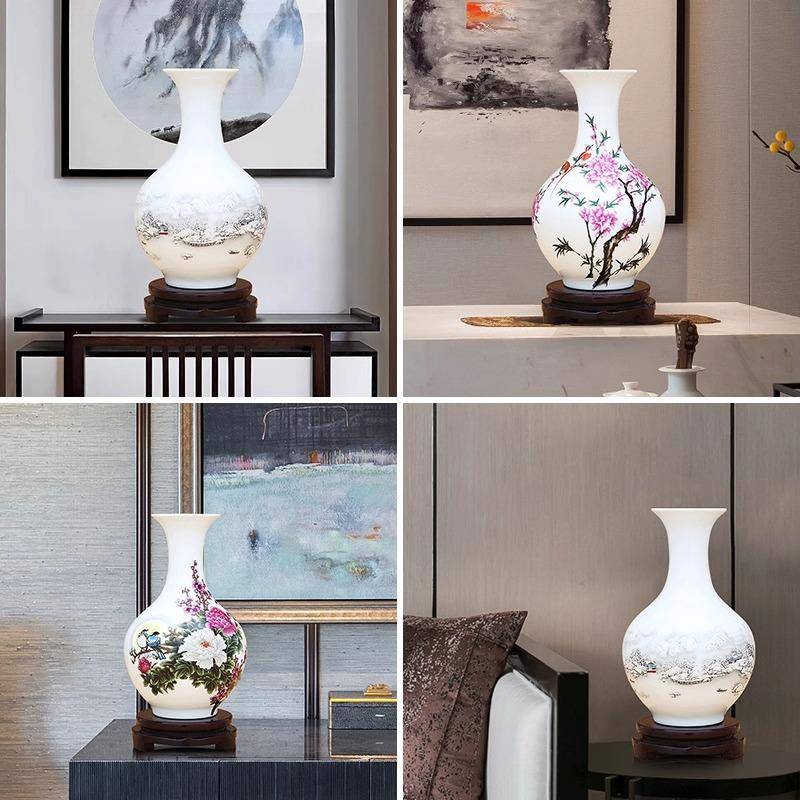SDTH景德镇陶器公室花瓶摆件工艺品客厅插花办家居博架古瓷酒柜装