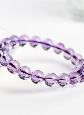 雅水晶 天然玻利维亚镜面久圆紫AL712481水链晶珠手 紫水晶手串