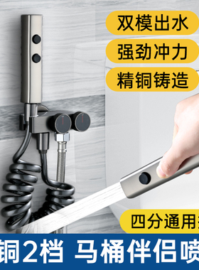 枪灰色马桶伴侣清洗喷枪套装卫生间厕所家用高压一进二出冲妇洗器