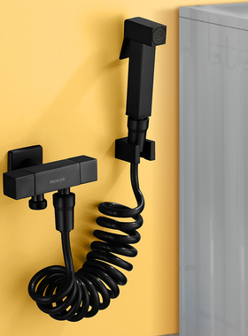 黑色一进二出三通角阀黄铜加厚方形洗衣机双出水龙头马桶伴侣喷枪