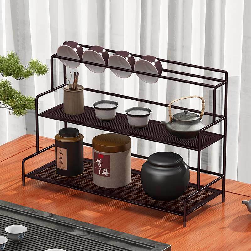 桌面茶杯架家用茶具收纳架茶桌紫砂壶展示架茶壶摆放架茶叶置物架