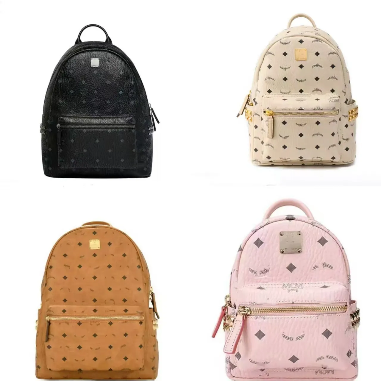 新款MC双肩包男女背包书包侧面铆钉电脑包大容量旅行包妈咪包百搭