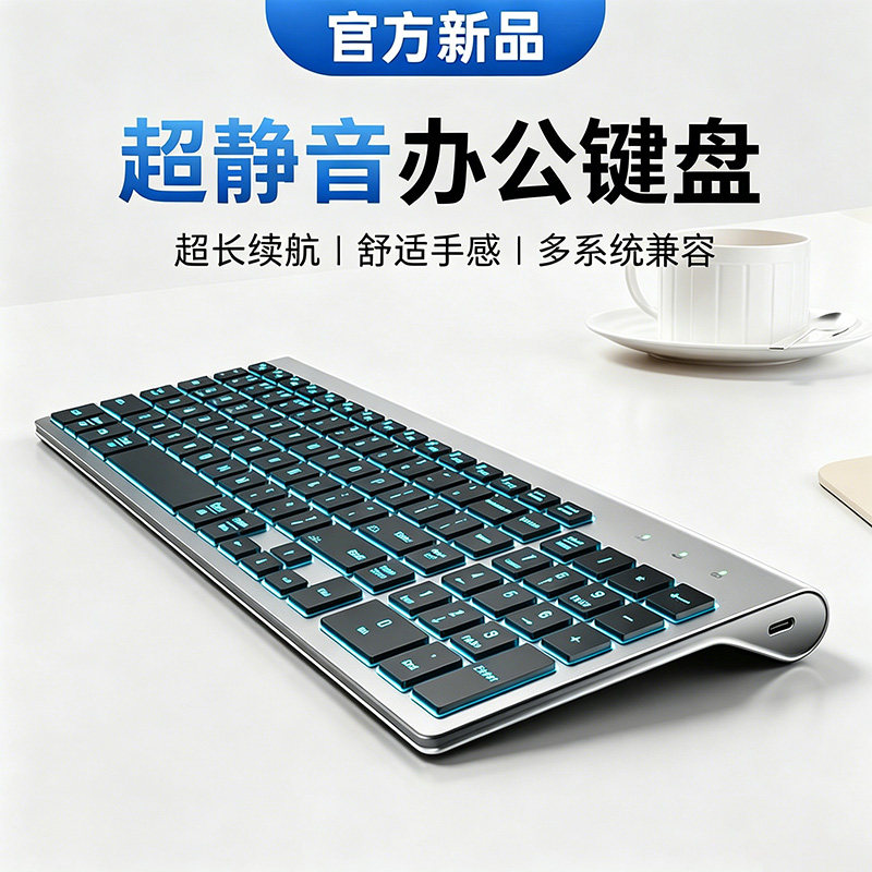 发光蓝牙无线超薄键盘鼠标套装笔记本电脑平板充电款键鼠办公静音