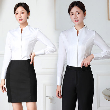 奔驰4s店长袖衬衫销售职业工作服新款女士衬衣工装西装裤修身西裙