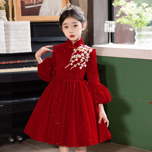 红色礼服女童高端公主裙花童