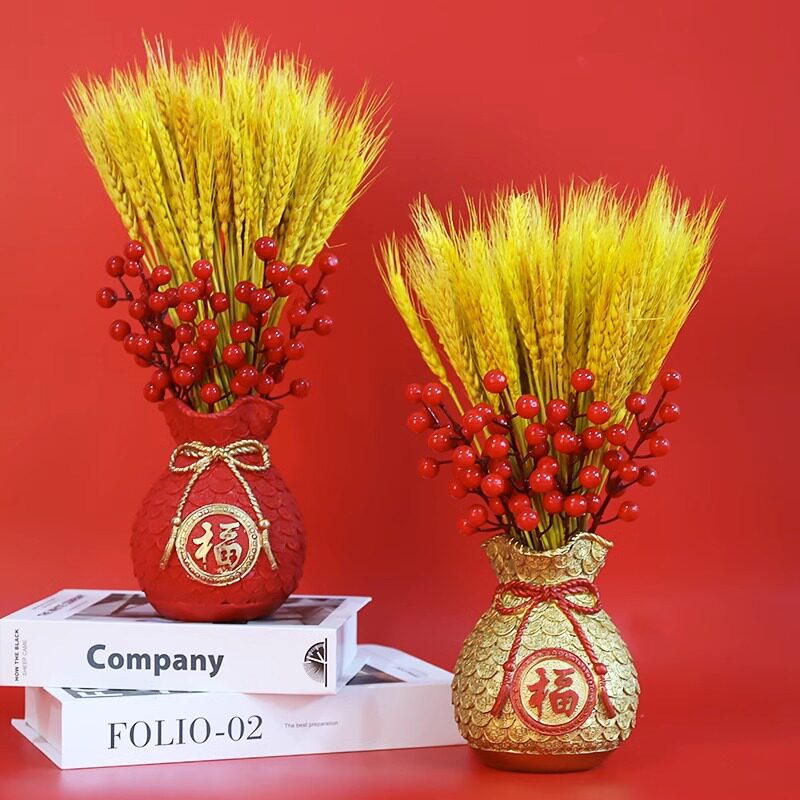 大麦干花麦穗福袋招财插花乔迁开业摆件家居客厅摆设酒柜装饰布置