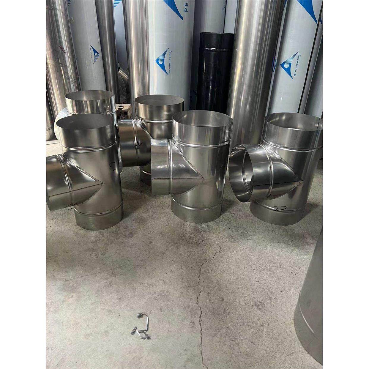 加厚不锈钢烟囱三通农村柴火土灶壁炉锅炉排气排烟筒管道弯头雨帽