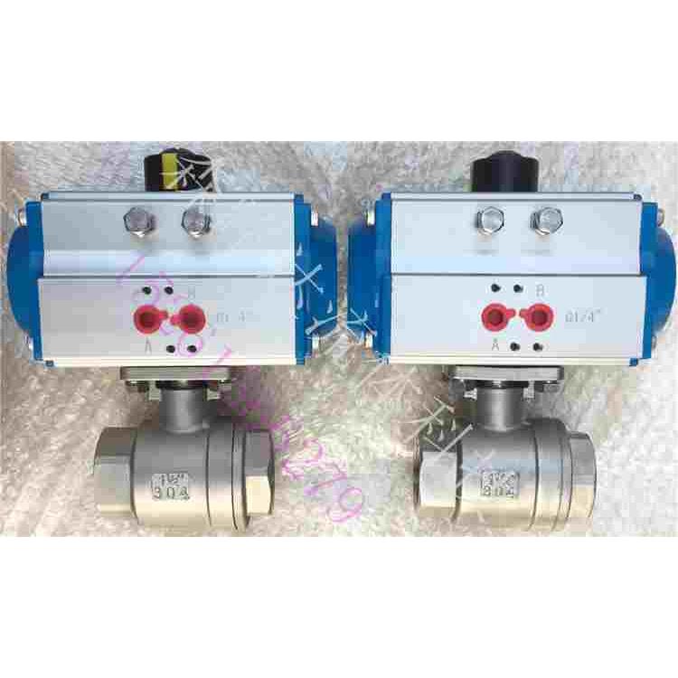 Q611F-16P气动二片式球阀DN15-DN80不锈钢304高平台丝口丝扣球阀