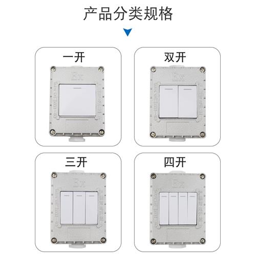 厚件86型防爆开关220V 10A明装暗装墙壁单开双开三开四开照明开关