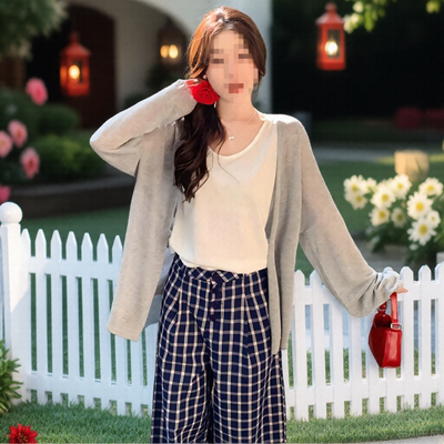 薄款开衫外搭高级感配裙子女夏日中长款冰丝沙滩防晒外套针织上衣