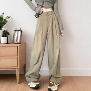 对白爆款法式慵懒香蕉裤休闲裤女春秋夏季新款松弛通勤显瘦阔腿裤