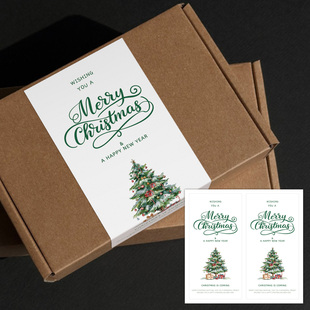 50贴/包Merry Christmas圣诞节长方形贴纸礼盒密封贴卡通标签包装