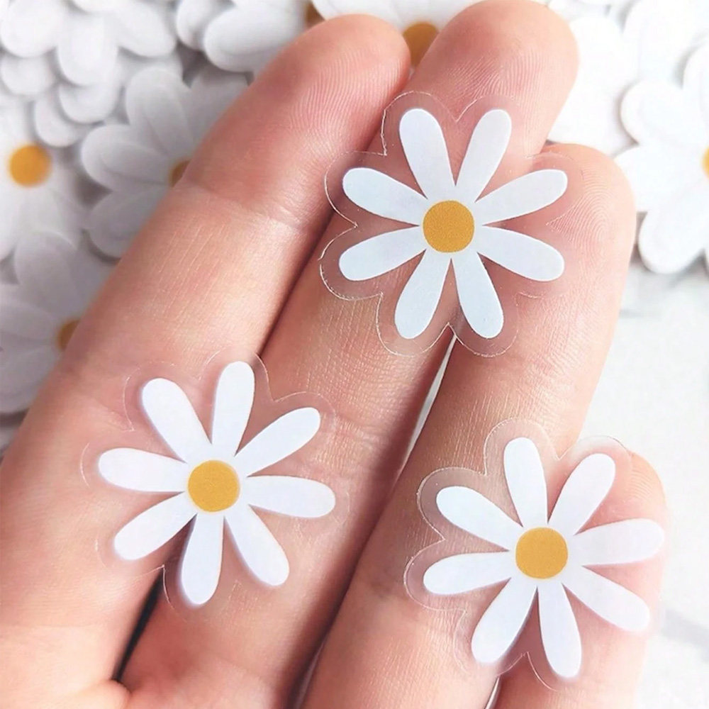 10张/包可爱小雏菊贴纸小花贴纸用于装饰水瓶透明贴纸雏菊贴纸
