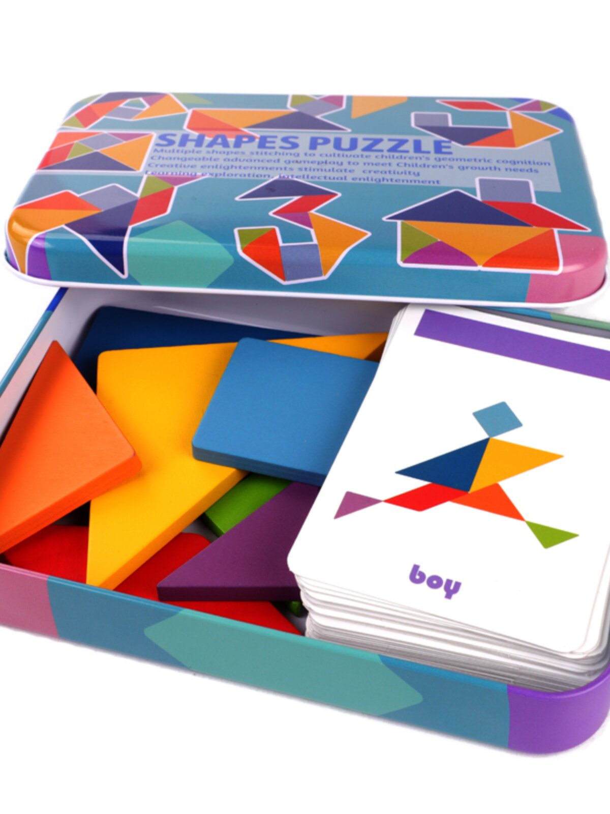 七巧板智力拼图一年级下册二年级小学生用益玩具儿童数学题卡教具