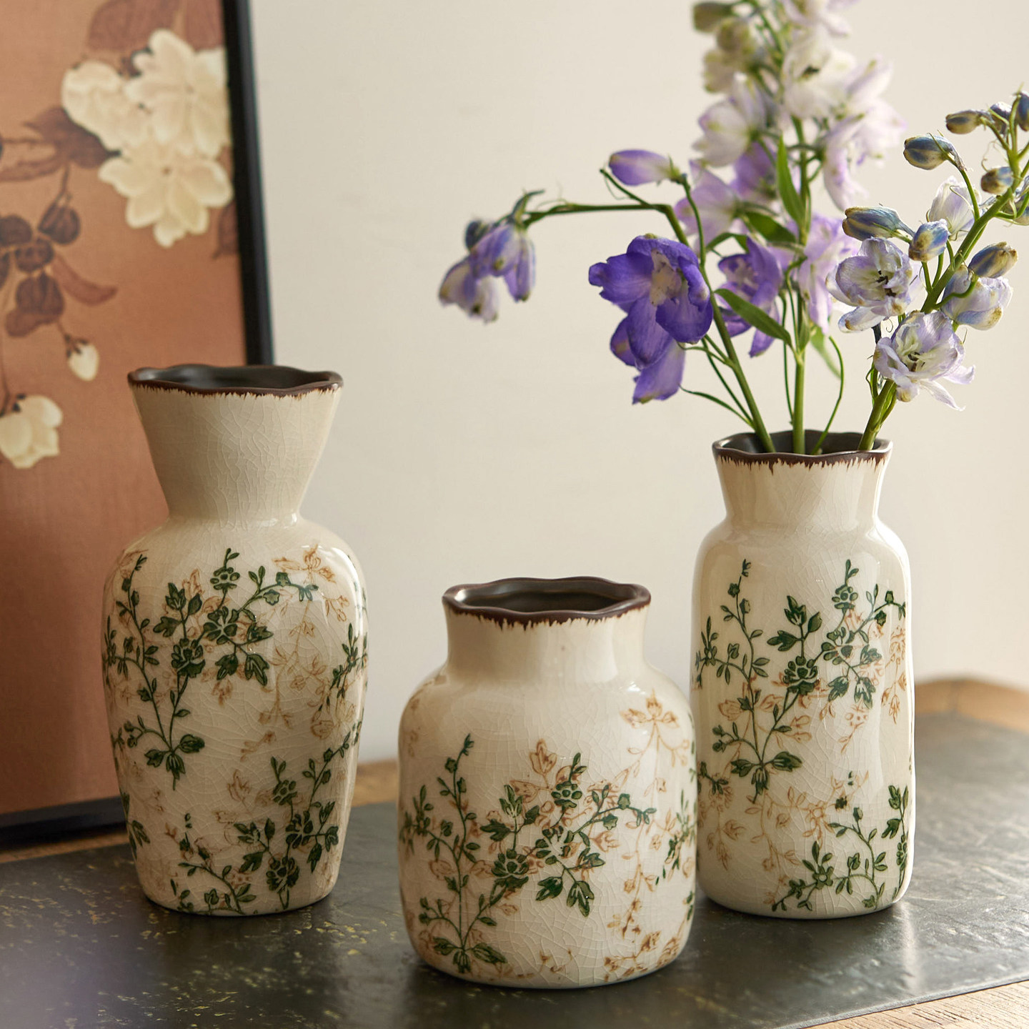 复古陶瓷花瓶迷你型小清新水养植物插花家居茶室书房装饰摆件禅意