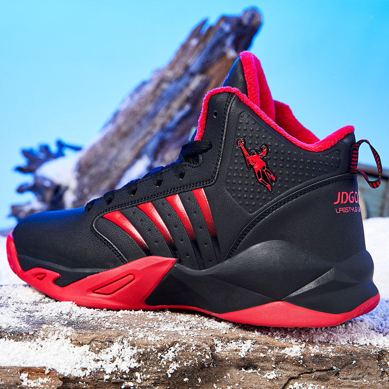 正版乔丹格兰篮球鞋男秋冬皮面防水高帮青少年学生加绒运动跑步鞋