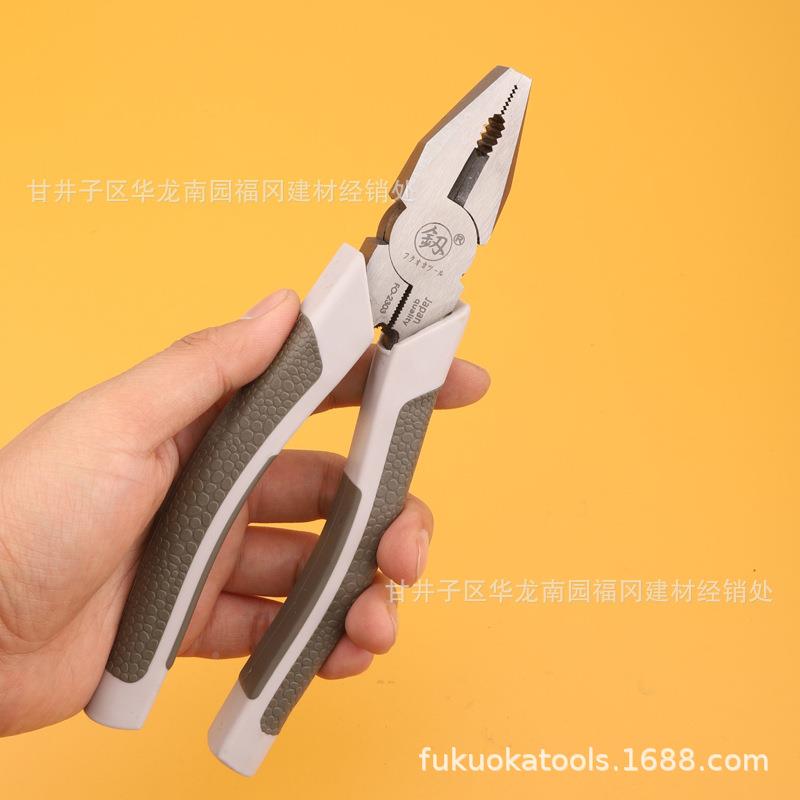 福冈8工具FO-2303家釼老用钢丝钳寸美式虎釰钳断线钳子手动五金工