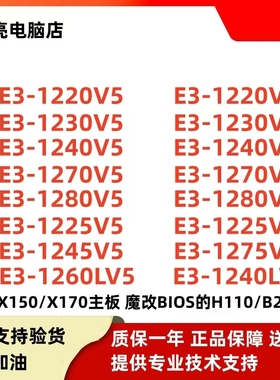 英特尔至强 E3-1220v5 1230v5 1240 1260L 1270 1275 1245 v5 v6