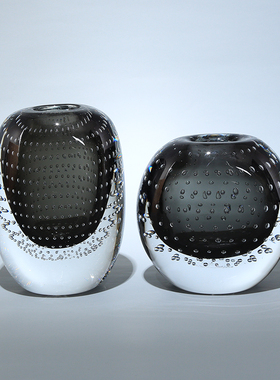 创意轻奢特厚玻璃花瓶透明摆件客厅装饰品茶几餐桌样板间插花花器