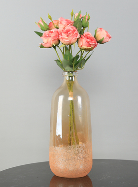 现代简约磨砂玻璃花瓶摆件家居客厅样板间插花花器电视柜餐桌摆设