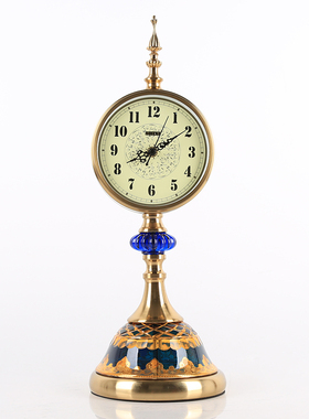 欧式轻奢金属座钟客厅卧室装饰美式复古静音台钟钟表摆件家用坐钟